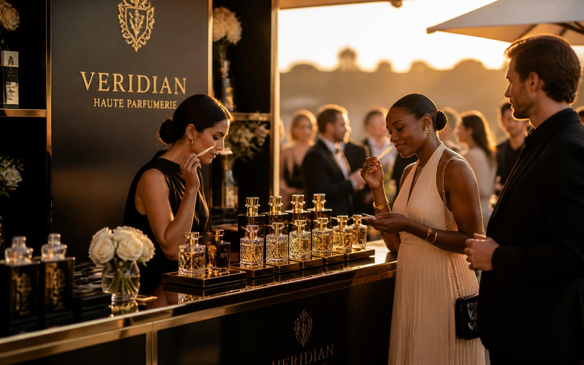 Aura Drops luxury fragrance bar at an evening event